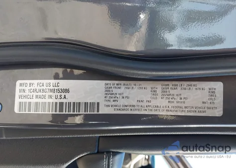 2021 Jeep Grand Cherokee L Limited 4X4 из США, поврежденный, VIN 1C4RJKBG7M8153086